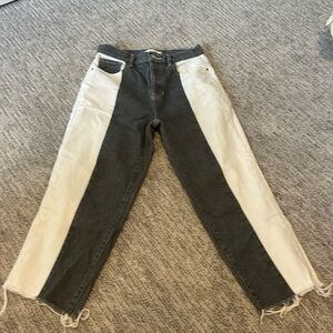 PacSun Two-Tone High Rise Jeans in Black and White